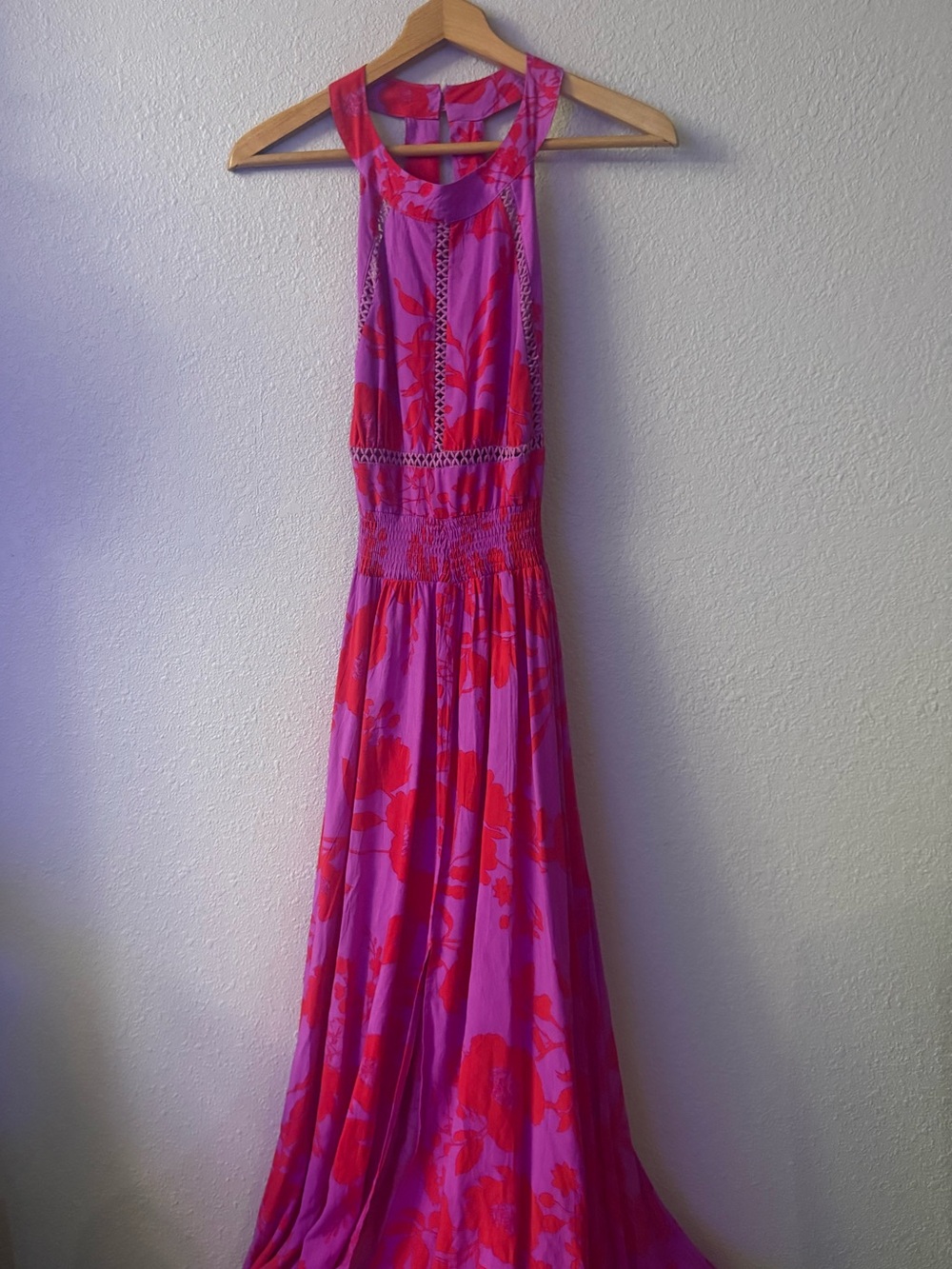 Women’s Pink and Red Floral Maxi Dress